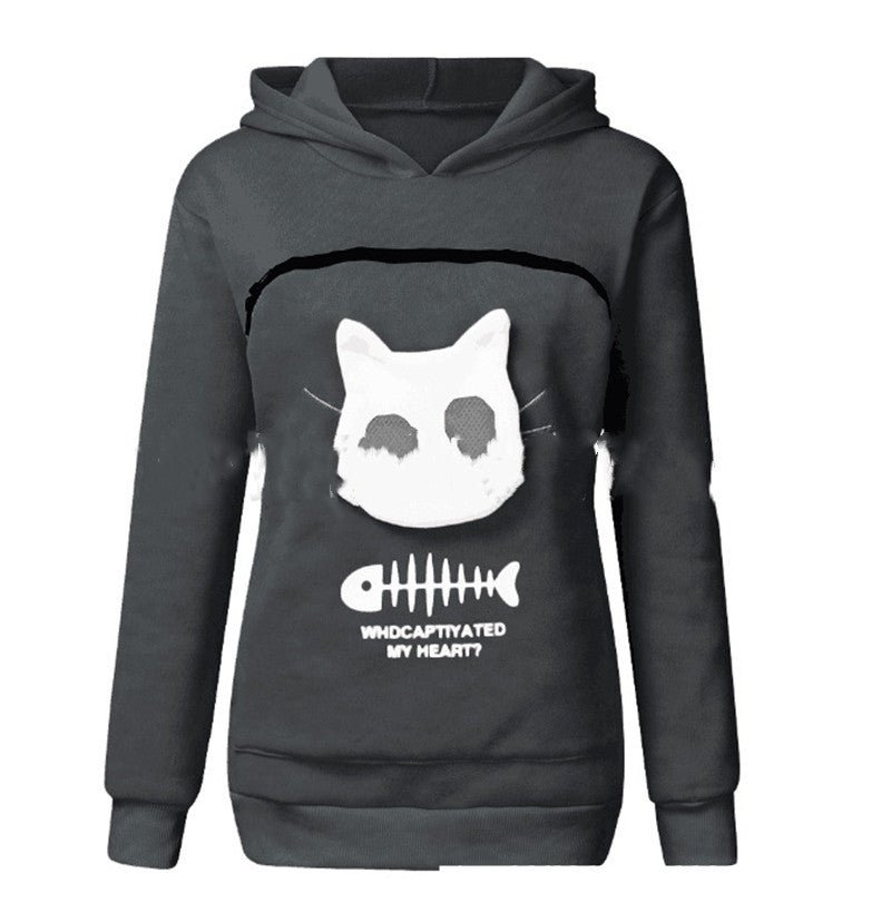 Wearable Pet Carrier, Hoodie With Cat Pet Pocket Design