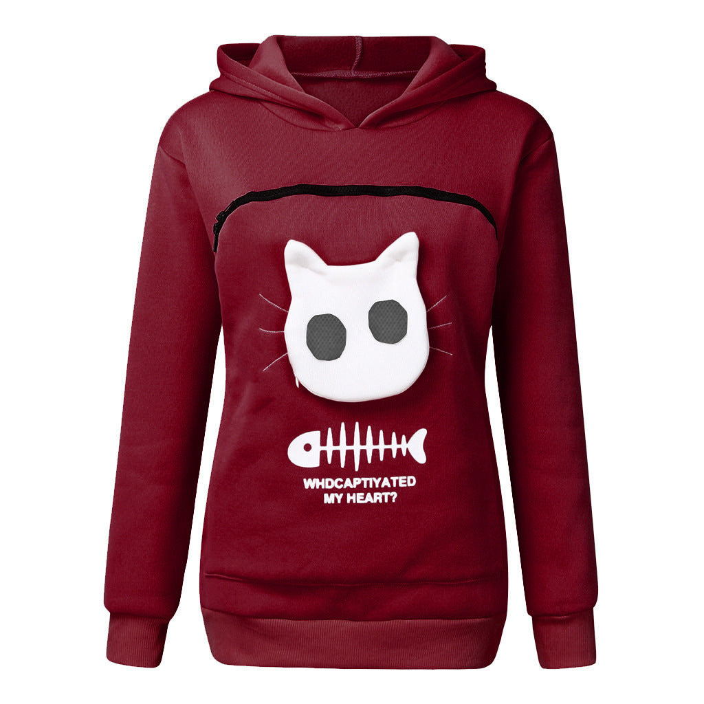 Wearable Pet Carrier, Hoodie With Cat Pet Pocket Design