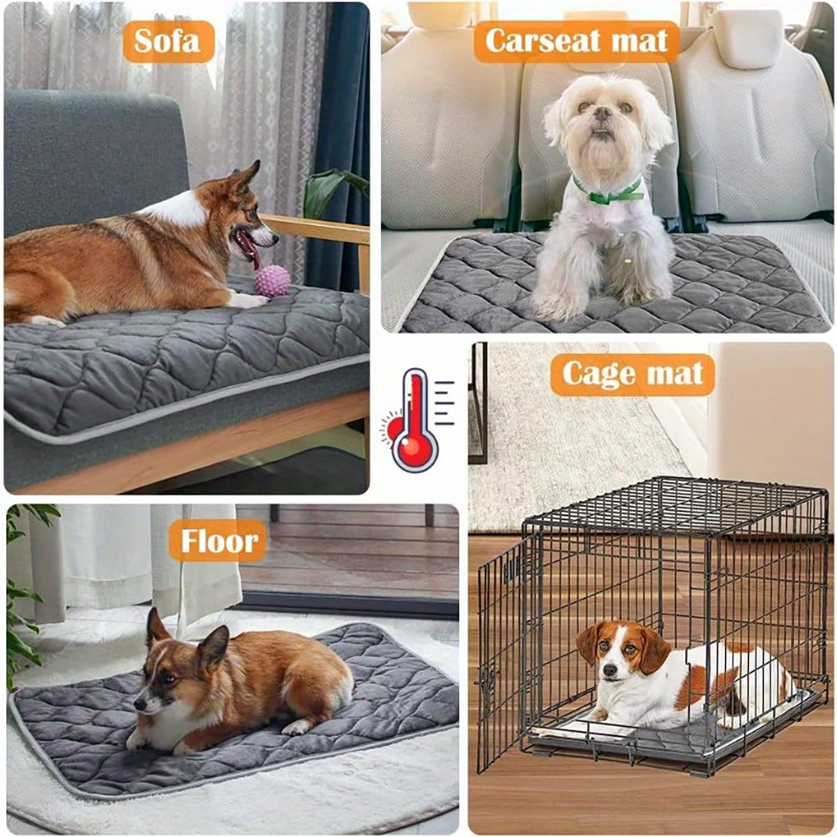 Dog & Cat Bed. Extra Warm Thermal. Washable Blanket Non-Slip Bottom.