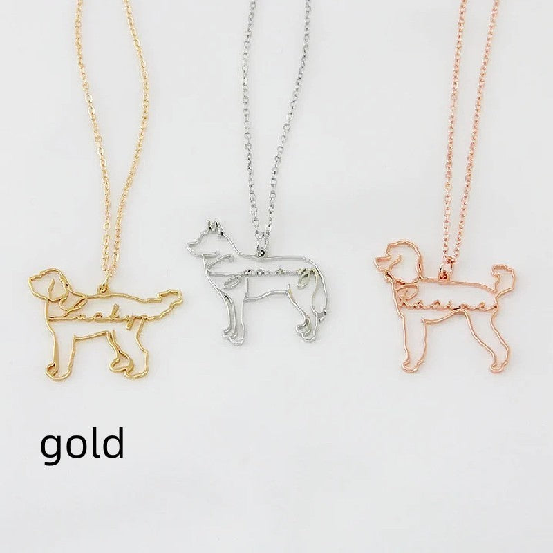 Custom Engraving Dog Name, Dog Shaped, Stainless Steel Necklaces For Women.