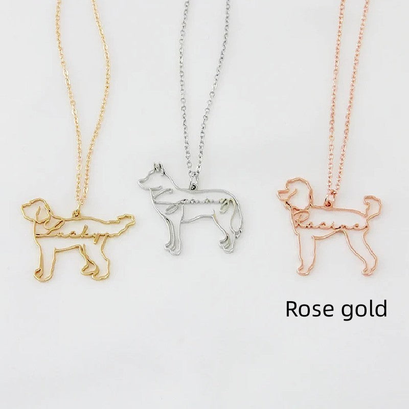 Custom Engraving Dog Name, Dog Shaped, Stainless Steel Necklaces For Women.