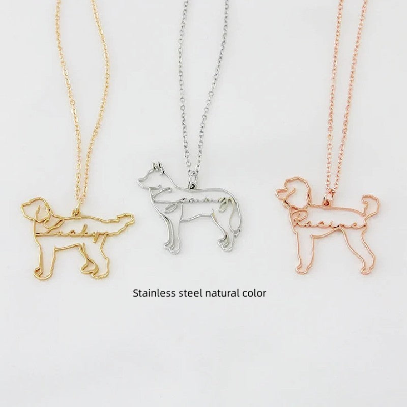 Custom Engraving Dog Name, Dog Shaped, Stainless Steel Necklaces For Women.