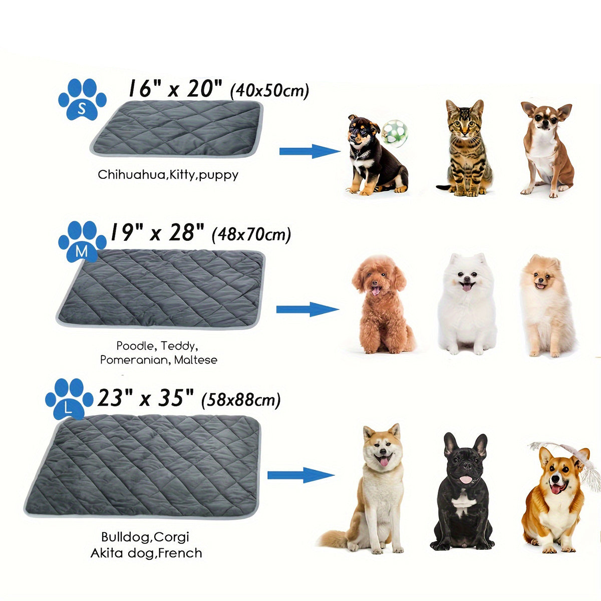 Dog & Cat Bed. Extra Warm Thermal. Washable Blanket Non-Slip Bottom.